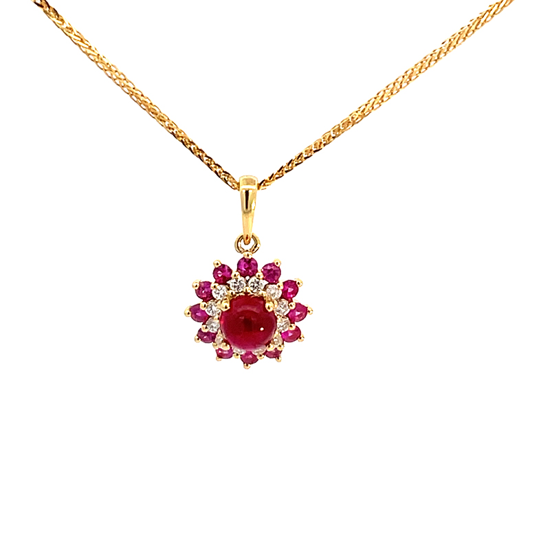 Elegant Floral Ruby Pendant Set